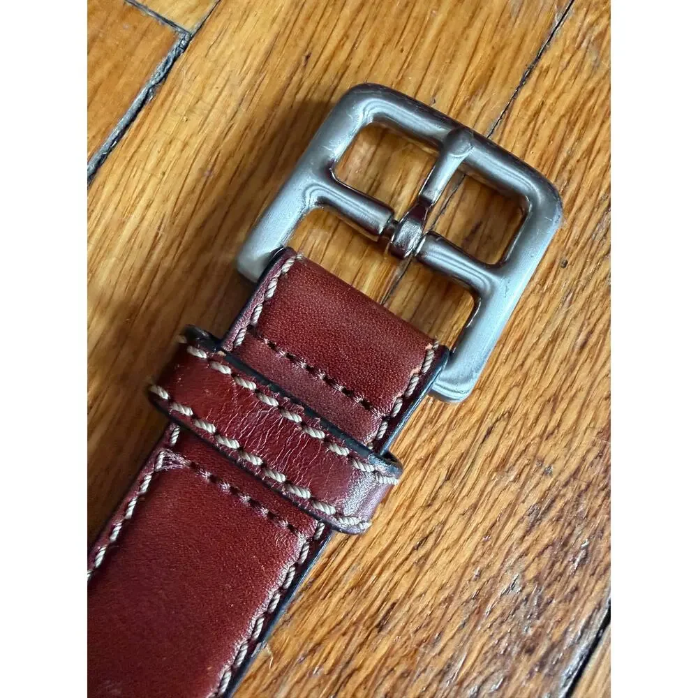 Distressed Brown Leather Belt w/Stitch Accent Mens sz L.
